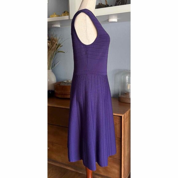 LK Bennett Dr Lupita Hydrangea Purple Stretch Knit Fit & Flare Dress Size M - Picture 5 of 10